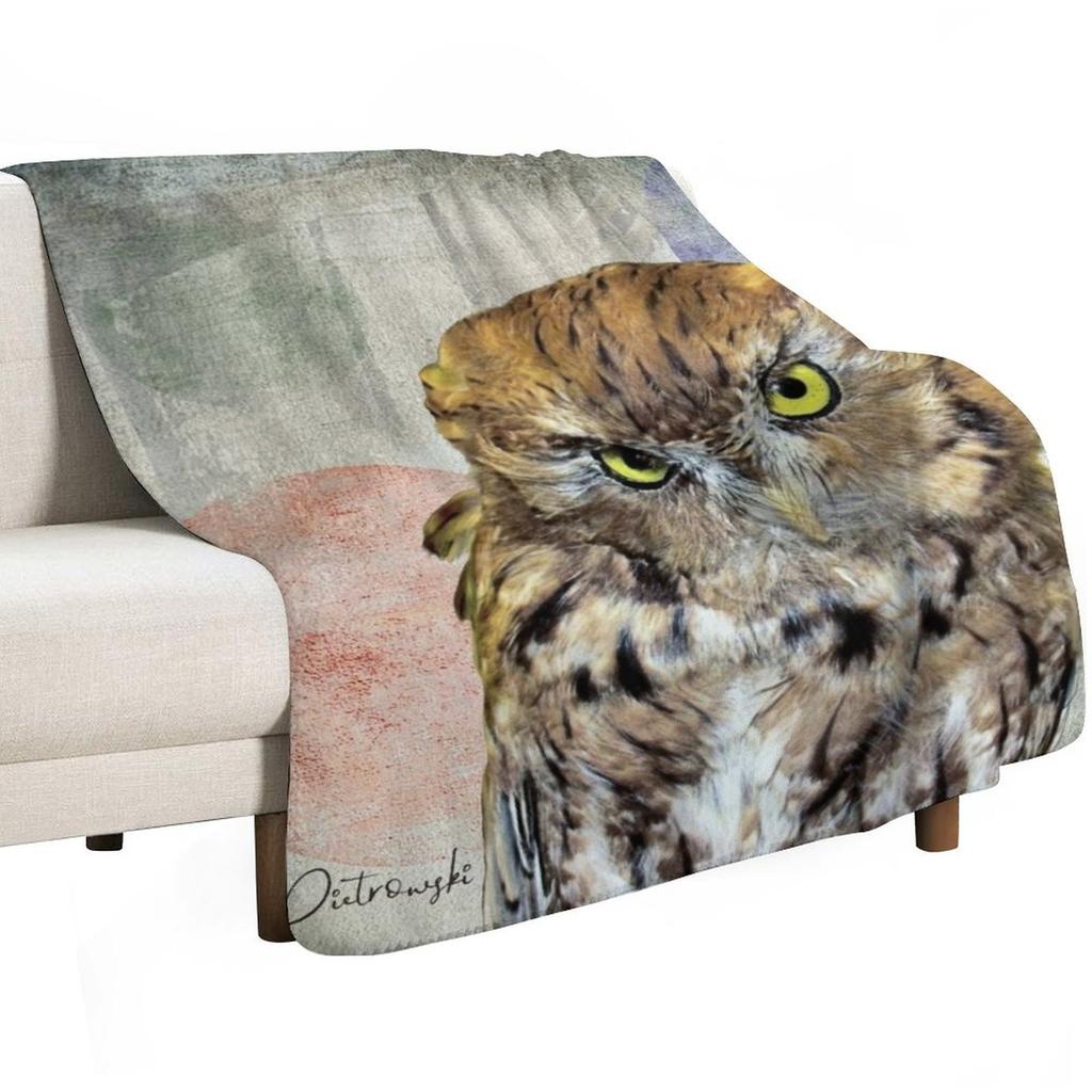 Cute Rustic Screech Owl Fence Modern Cottage Chic Country Art A653 Throw Blanket Flannel Fleece Soft Warm Throw Blanket