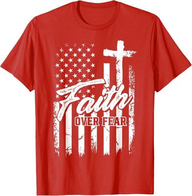 Red Freedom Shirt Faith Over Fear USA Flag Patriotic T-Shirt Unisex T-Shirt