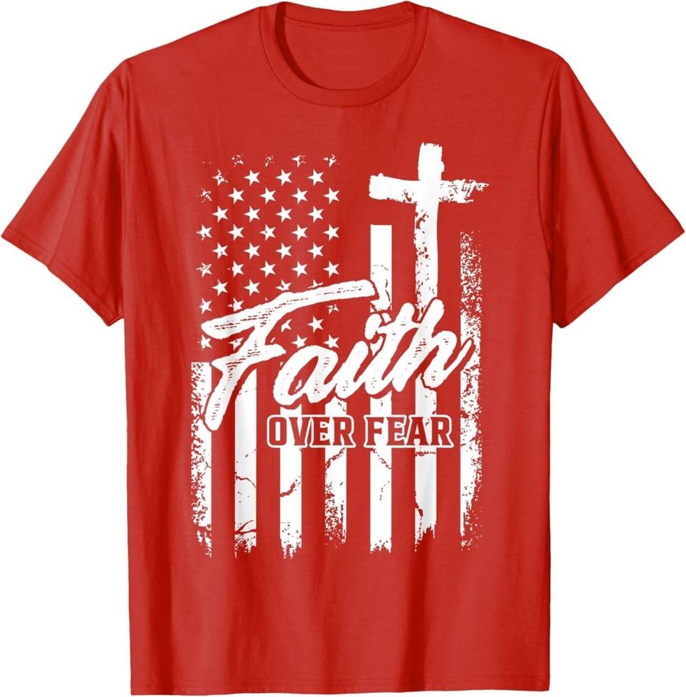 Red Freedom Shirt Faith Over Fear USA Flag Patriotic T-Shirt Unisex T-Shirt