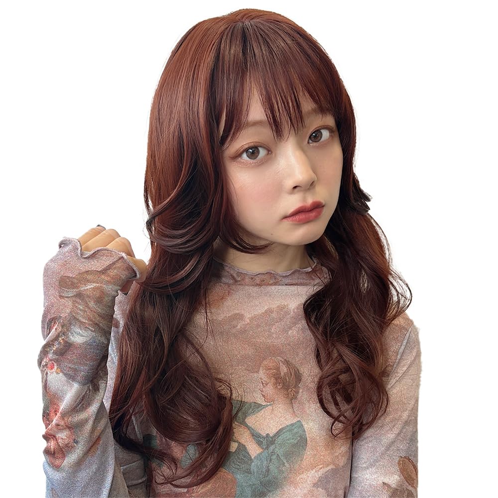 

AQUADOLL Long Layered Wig with Inner Color, Full Wig, Blonde/Red Hair, One Size Fits Most, BBR (Berry Brown) wg351BBR