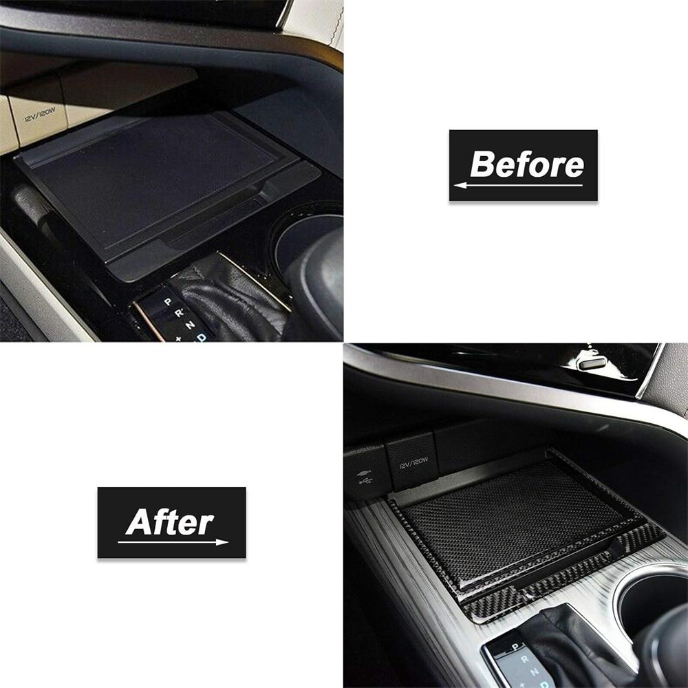 Carbon Fiber Center Console Storage Box Cover Trim Decal For Toyota Camry 18-19
