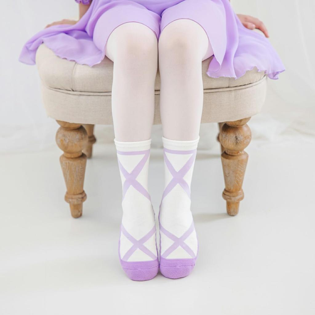 Wyprodukowane w Japonii Pokrowce na buty baletowe Oversocks Rozmiar Mały E-Ballerina (z wykończeniem antypoślizgowym) Lawenda,