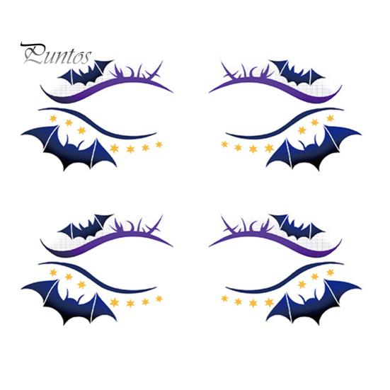 Cosmetic Transfers for Adults 2 Pairs Halloween Eye Tattoo Stickers, Waterproof Temporary Face Decals with Ghostly Decorations Pumpkin Bat Spider Web,