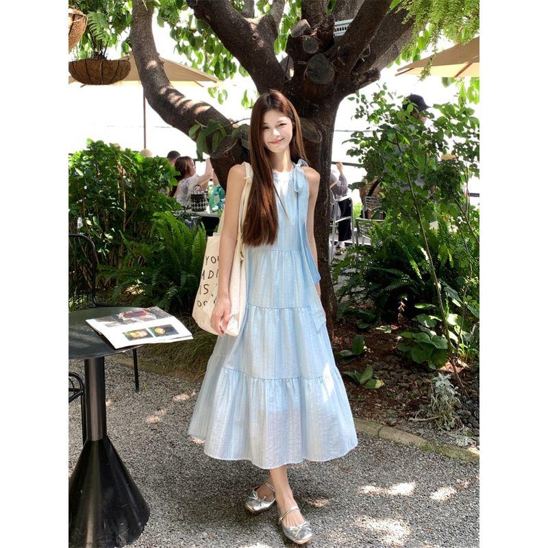 Kumikumi Summer Niche Style Tank Dress Bows