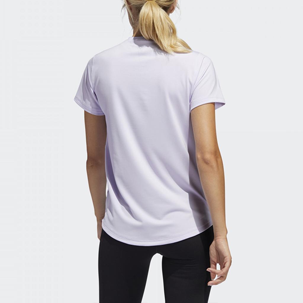 Adidas Logo Pattern Round Neck Sports Short Sleeve T-Shirt Women T-Shirts Light-Purple FQ1991