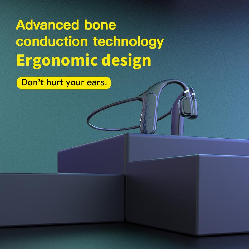 Bone Conduction Headphones Bluetooth 5.0 Wireless Not In-Ear Headset Waterproof Sport Earphone Ear