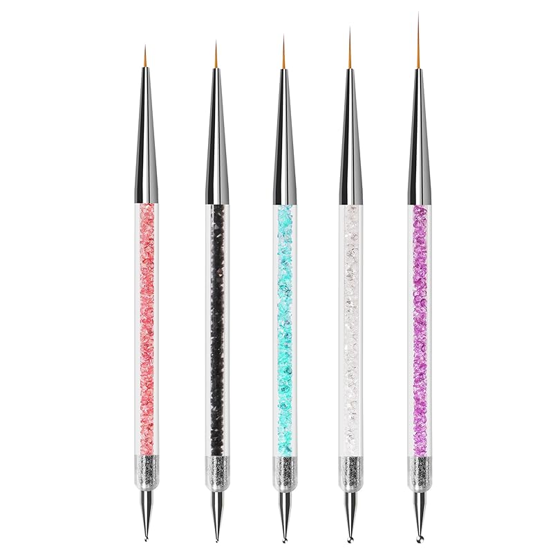 Nail Art Sculpture Pen, 5Pcs Dual Tipped Dotting Pen and Silicone Nail Tools for Resin, Silicone Brushes, Acrylic Pen, Nail Art Brushes, Nail Foil