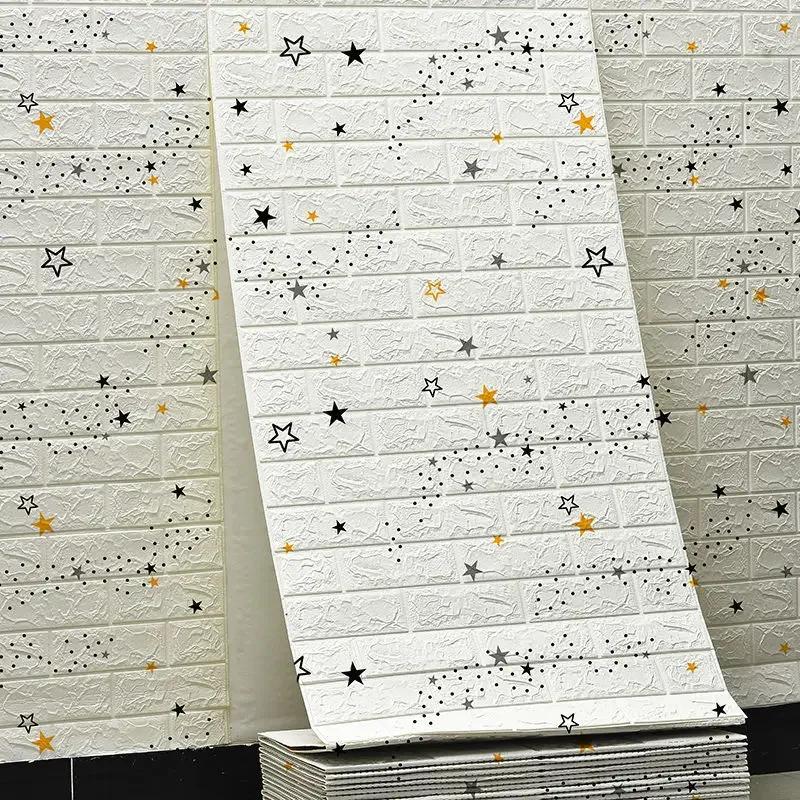 70cm*10m 3D Self-adhesive Foam Tile Wall Stickers for Indoor Wall Decor Living Room Kitchen and Bedroom Bathroom Home Decoration
