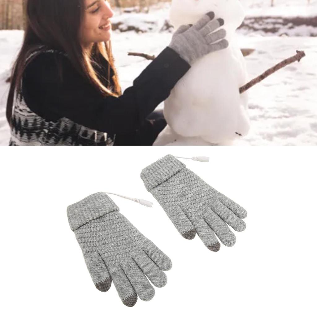 USB Heated Gloves Thicken Detachable Electronic Warming Knitted Gloves for Autumn Winter