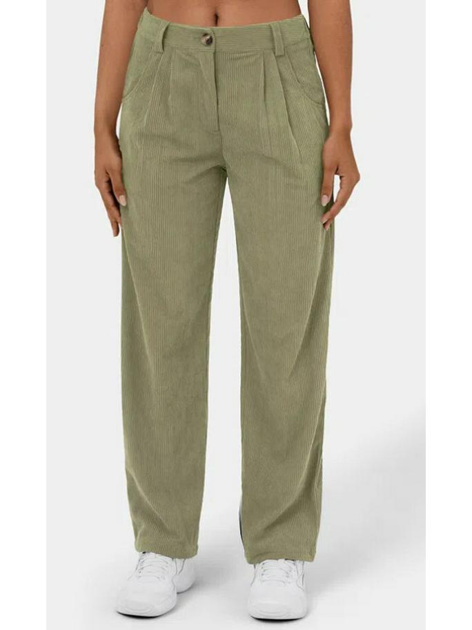 2026 Women's High Waist Casual Corduroy Pants - Solid Color, Loose Fit, Straight Leg