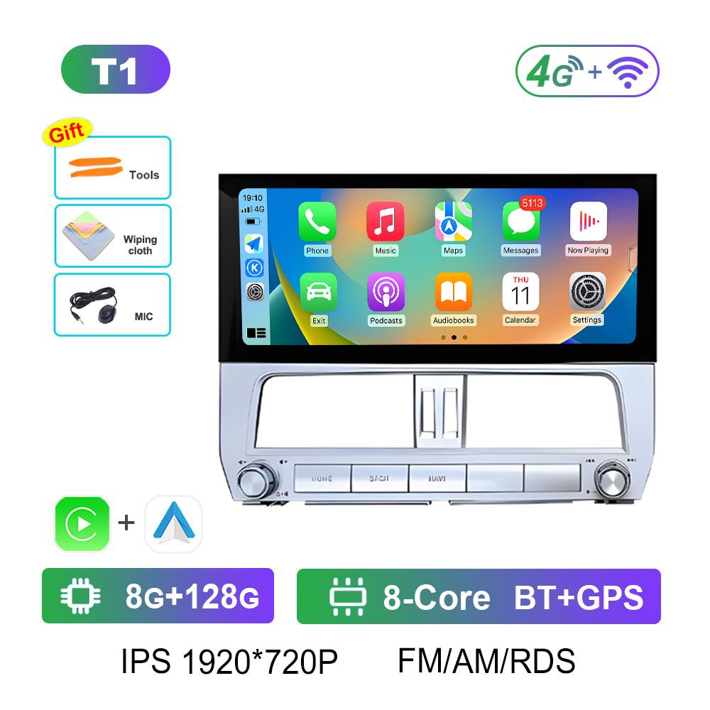 Navigation GPS Wireless Carplay Car Video for Toyota Prado 2018 Radio Player 12.3 Inch Autoradio Bluetooth Cooling Fan Head Unit