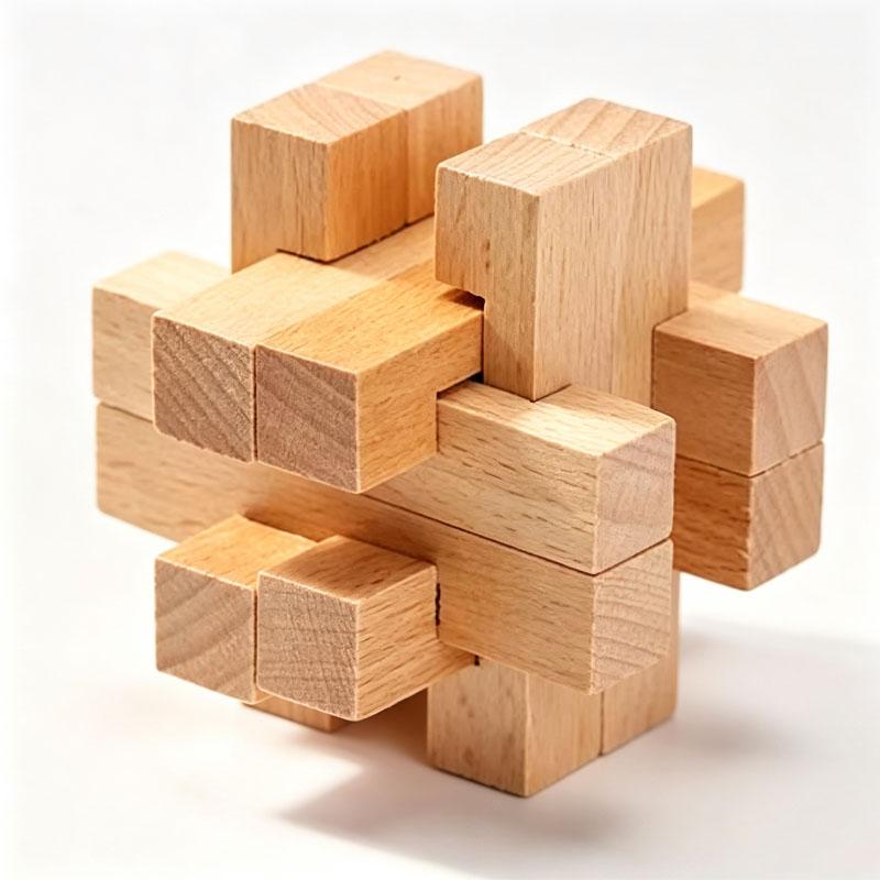 Lu Ban Lock Puzzle Rompecabezas De Madera 3D Educational IQ Logic Fun Challenge Brain Teaser Toys For Kids & Adults