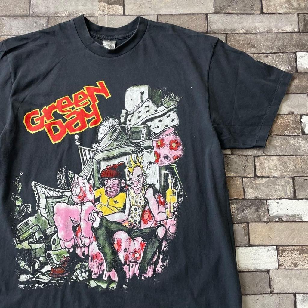 Green Day Burnt World Tour Band T-Shirt Black XL Punk Rock Concert Tee