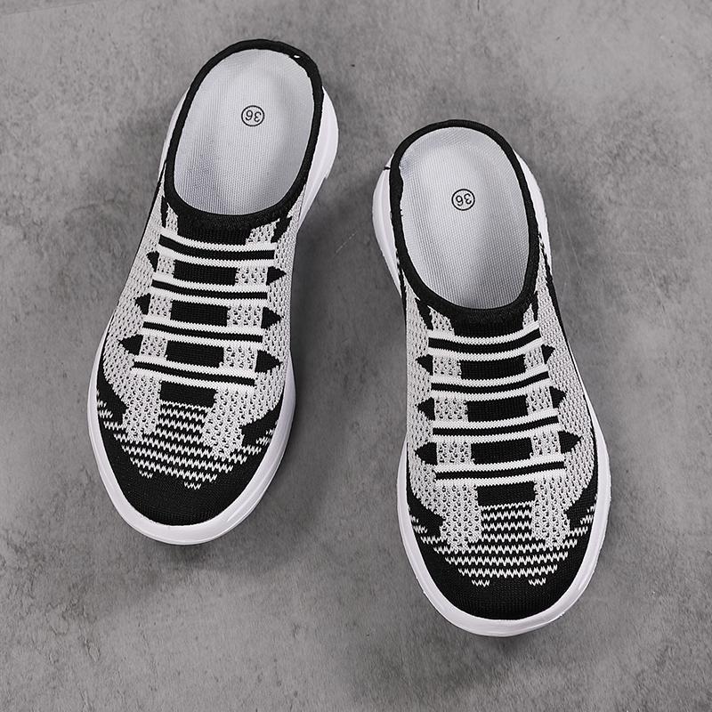 Women's Sandals Backless Walking Sneakers Summer Slip-on Mule Shoes Closed Toe Slippers Plus Size