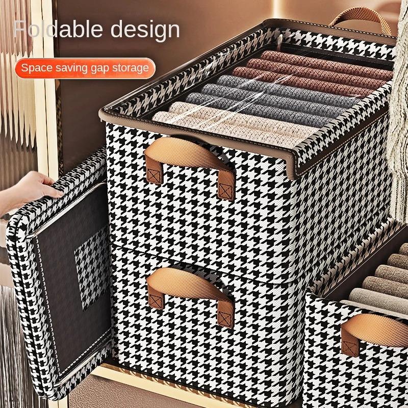 1PC No lid suitcase organizer Foldable Style Storage Basket with Handle Bedroom Dormitory Desktop Storage Box