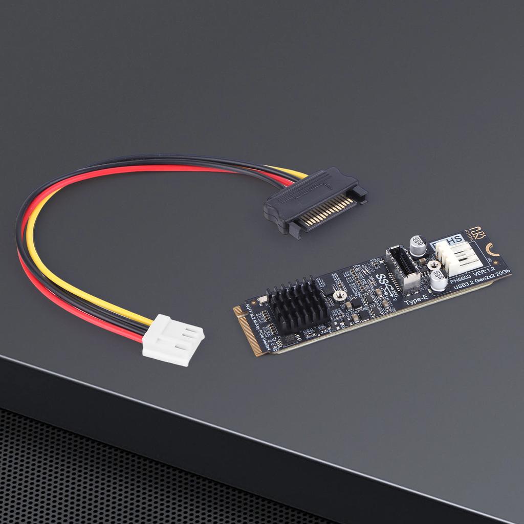 M2 PCIE NVME To TYPE E Expansion Card Riser 20Gbps High Speed M2 M Key PCIe To USB3.2 Front Panel Expansion Card for PC