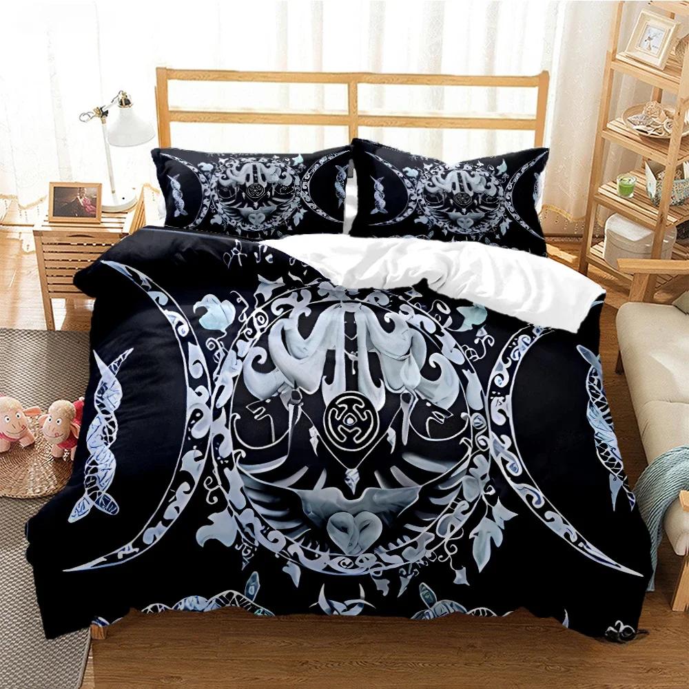Triple Moon And Pentagram Duvet Cover Comforter Bedding Sets Soft Quilt Cover And Pillowcases For Teens Single/Double/Queen/King