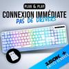 Clavier sans fil gamer - klim - chroma - azerty - rétroéclairé - membrane - blanc
