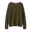 Korean Style Women's Cashmere Lyocell Round Neck Hollow Knit Sweater