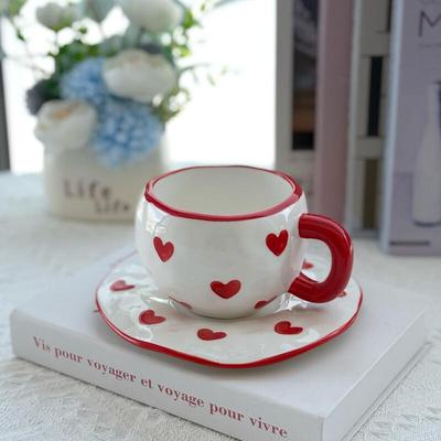 Heart-shaped Ceramic Coffee Cup Set