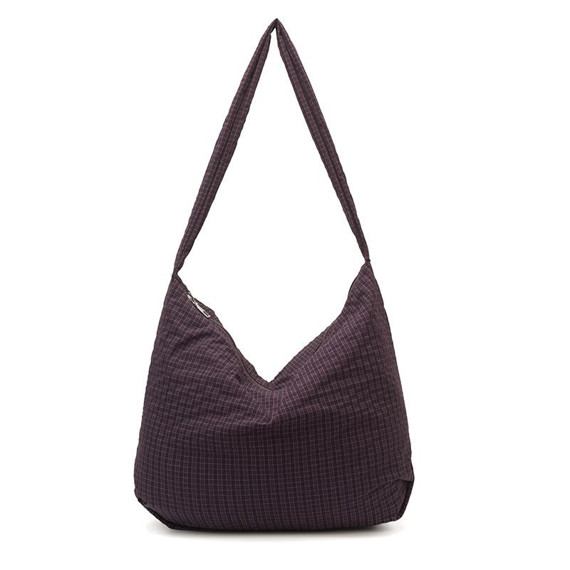 

Women s Large Shoulder Bag Lightweight Check Commuter Tote Bag фиолетовый