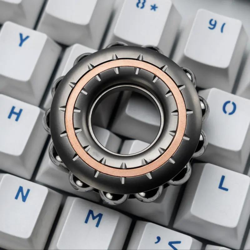 Edc Mechanical Ring Buddha Beads Fidget Spinner Metal Ratchet Decompression Push Slider Anxiety Stress Relief Fingertip Gyro Toy