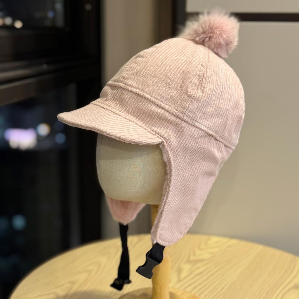 Neue Lei Feng Mütze Damen Koreanische Version Kaninchenfell Pompon Kord Warm Ohrenschutz Mütze Winter Radfahren und Skifahren Fliegermütze