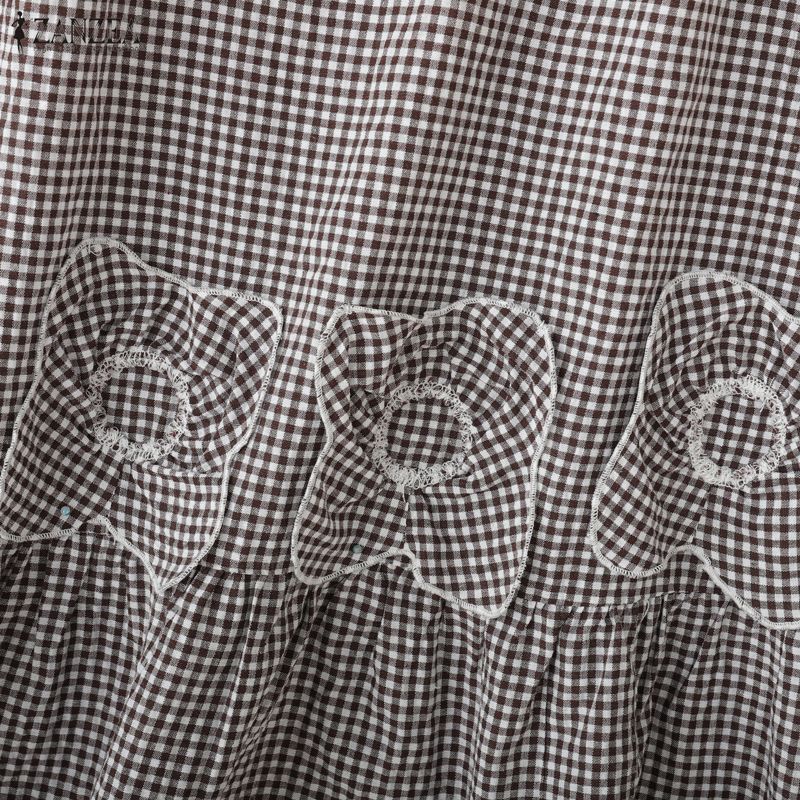 ZANZEA Women Casual Round Neck Summer Sleeveless Grid Print Dress