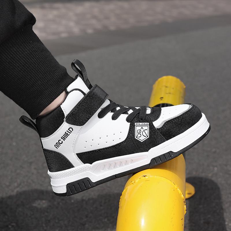 Moteable og praktiske borrelåssko med tykk såle og høy ankel for barn, utendørs fritidssportssko 28-39