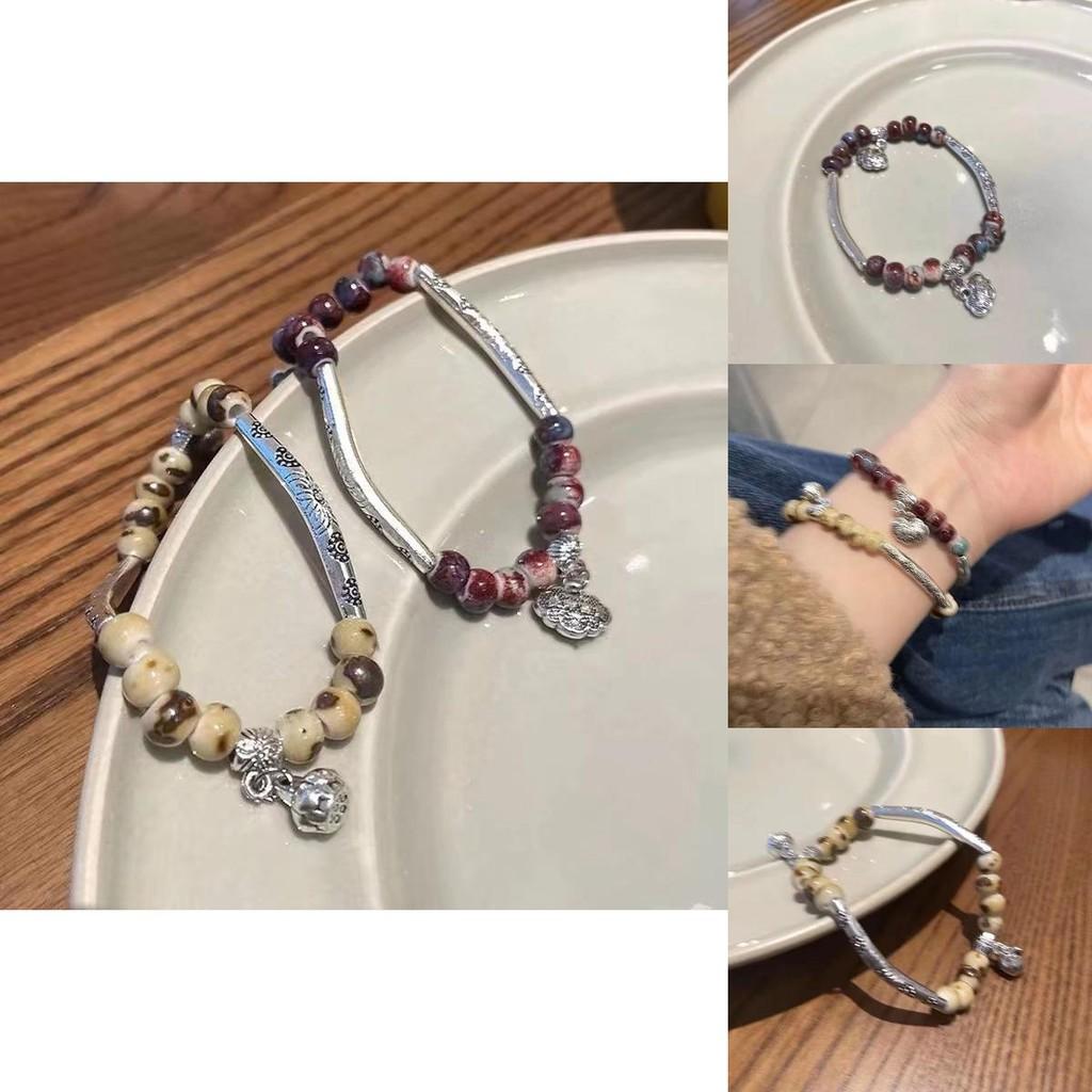 Amber Exquisite Retro Peace Lock Bracelet For Women Geometric Design Artistic