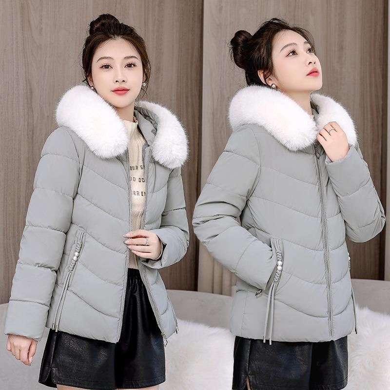 Big fur collar short cotton-padded women's cotton-padded jacket slim down cotton-padded jacket temperament thickened waist winter jacket