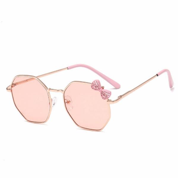 Süße Schleife Kinder Sonnenbrille Mädchen Polygon Metall Sonnenbrille Sommerbrille