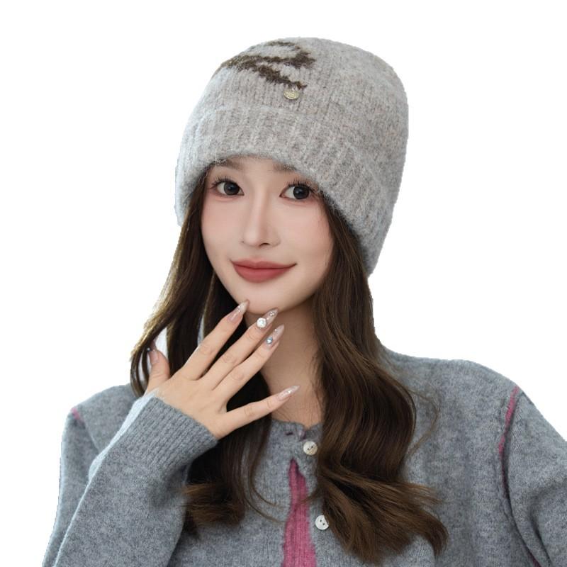 Korean Sweet Bow Jacquard Cold Hat Autumn and Winter Fashion Versatile Knitted Wool Hat Outdoor Cold Warm Hat New