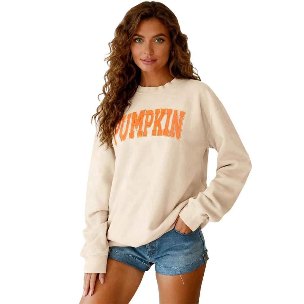 Dámské topy s potiskem s kulatým výstřihem Bavlněné ležérní módní pulovrové topy s dlouhým rukávem Halenka