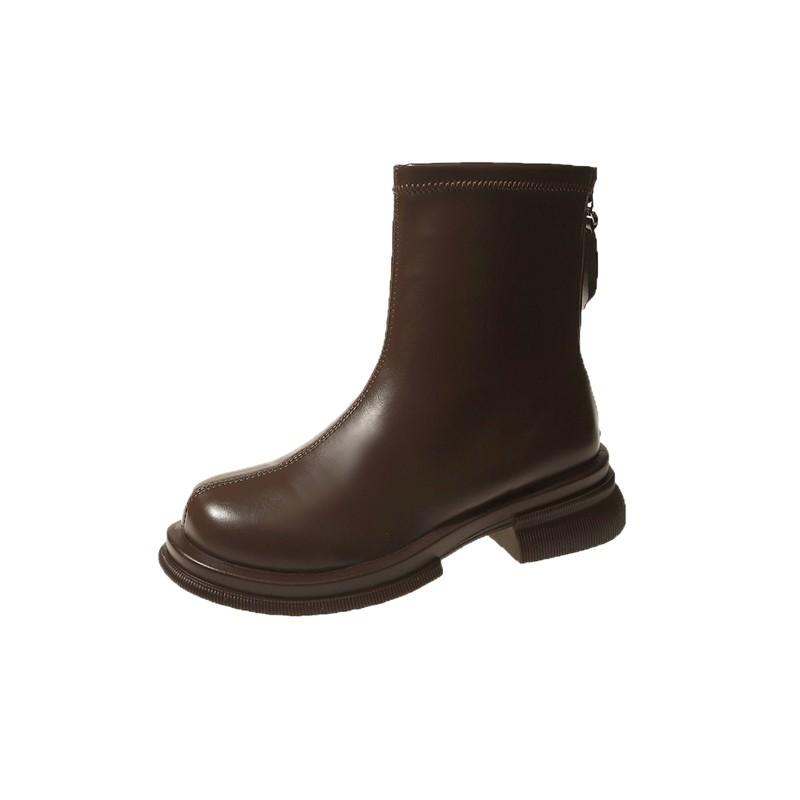 Martin Boots Women's 2025 New Autumn and Winter Velvet Flat-bottomed Chelsea Thin Boots British Style Short Boots Korean Ankle Boots