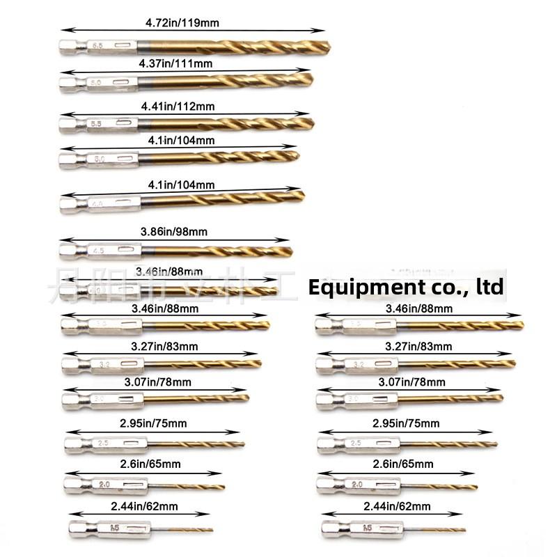 

Набор из 13 спиральных сверл с шестигранным хвостовиком с титановым покрытием 1,5 6,5 мм для электродрели, отвертки и пневмогайковерта 19PC (13pc+1.5+2+2.5+3+3.2+3.5)