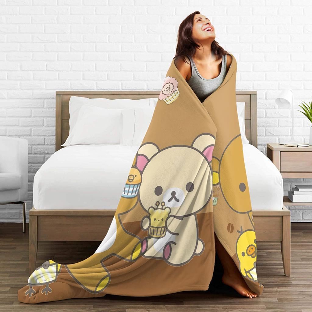 Rilakkuma und Freunde Warme Decke Mädchen Jungen Plüsch Überwurfdecke Neuheit Sofa Bett Flanell Bettwäsche Sofa Bettbezug