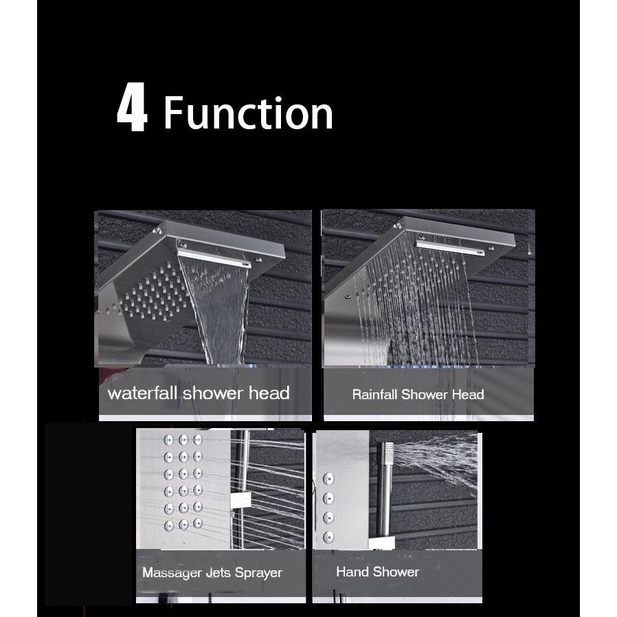 Brushed Nickel Shower Hand Shower Panel Tower Rain Waterfall Massage System Jet Tub Tap & Tub Spout Tower Shower Column