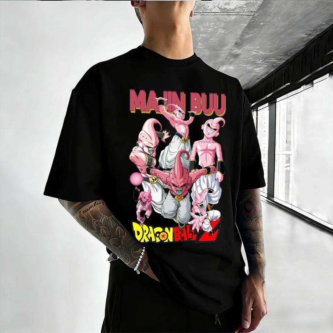 

2026 New Dragon Anime Ball Majin Buu All Forms Printed Short Sleeve T-shirt Men s and Women s T-shirt Men s Tops Sport T-shirt S разноцветный