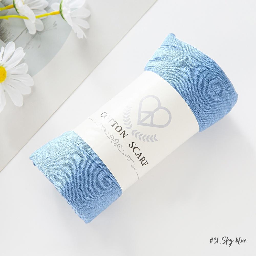 Fancy Fine Pleated Rayon Cotton Scarves Micro Crinkle Soft Cotton Long Shawl Factory Hemming Cheap Price Hijab