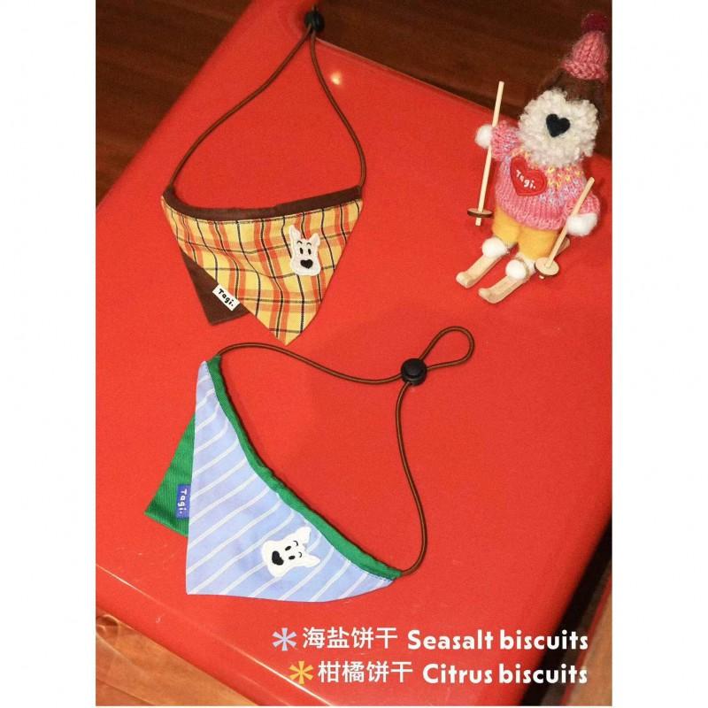 Cotton Pet Bandana Cats Dogs Triangle Scarf With Plaid All Season Use