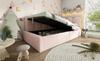 Letto Divano Imbottito 90x190 cm, Divano Letto con Contenitore Idraulico, Letto per Bambini con Rete a Doghe in Metallo, Velluto, Rosa, senza Materasso