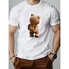 T-shirt casual estiva da uomo a girocollo con maniche corte e motivo a orsetto
