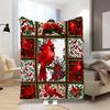 Red Plaid, Bird, and Floral Art Pattern Decorative Throw Blanket for Sofa, Bed, Living Room, and Home Decor Styling