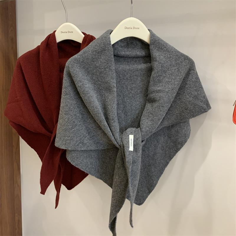 Concave wool 100 shawl enlarged autumn and winter new warm triangle scarf knitted scarf women