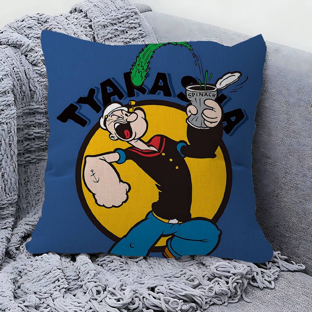 P-PopeyeS The S-Sailor cartoon Pillow Covers Cartoon Sofa Decorative Home Double-sided Printing Short Plush Cute Cushion Cover