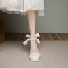 Single Shoes Women's Spring 2025 New Light Mouth Versatile Shoes Pearl Lady Thick Heel Mary Jane High Heels