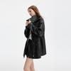 ELLE French Modern Retro High-End Fashion Design Hooded Casual Loose Versatile Long Sleeve Leather Jacket Women jackets ED52122