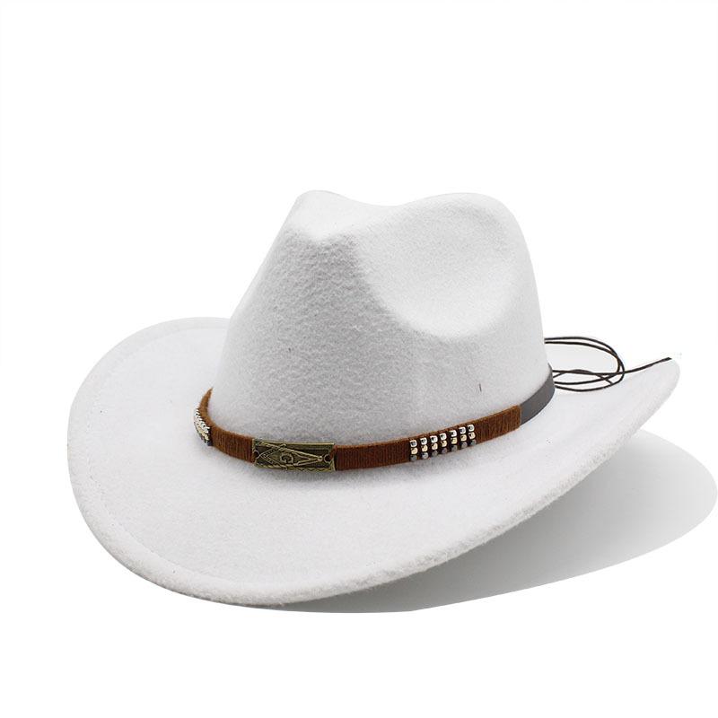 Woolen Jazz Hat Metal Belt Cowboy Hat Roller Hat Men'S And Women'S Western Cowboy Gift Hat