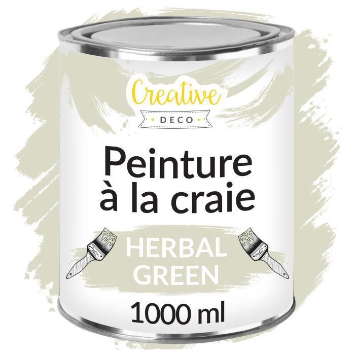 Peinture à la Craie Vert Gris - Creative Deco - 1L - Mat et Lavable - Rénovation Meubles